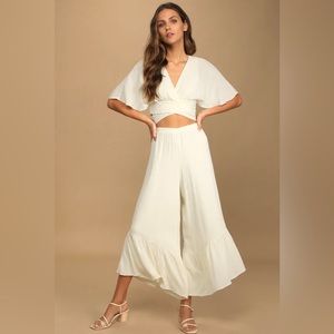 Lulus Vacation Time Cream Two Piece Jumpsuit